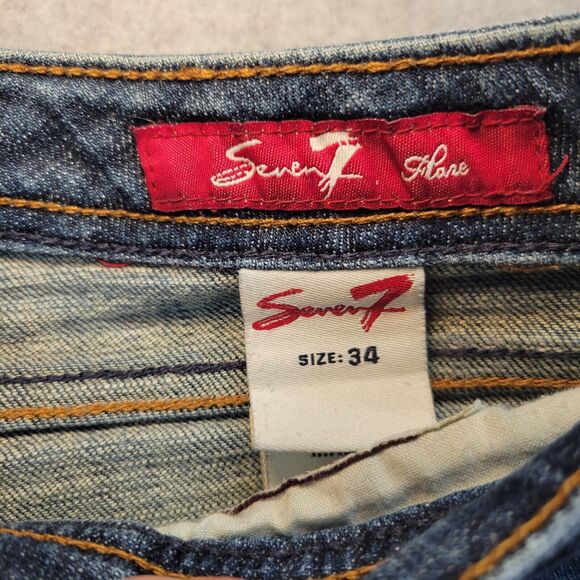 Seven 7 Brand Women's Size 34 Flare Jeans Blue Older Logo Cowgirl Country Glam - Picture 2 of 14
